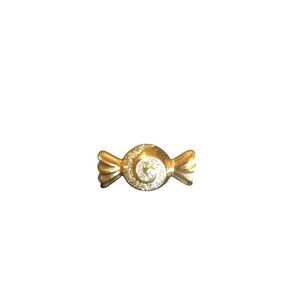 Gold Tone Candy Bow  Brooch Pin With Rhinestones